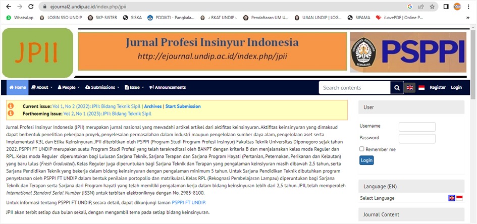 Penerbitan Jurnal Profesi Insinyur Indonesia (JPII)